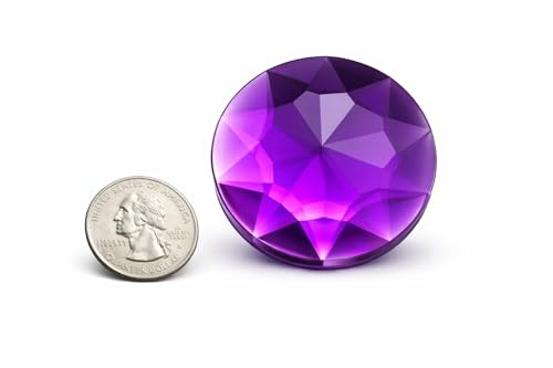 Allstarco 50mm (2) Large Purple Amethyst Round Acrylic Gems, 4 PCS | Flat Back Rhinestones, lightweight design, vivid color and sparkle for costumes, cosplay, displays, cards and DIY crafts