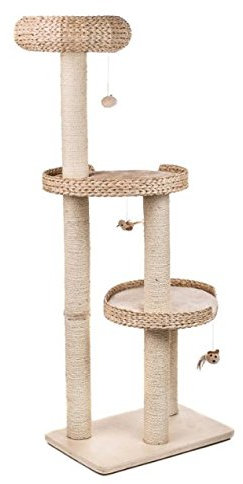 Natural Home Premium Quality Cat Tree - With Solid Wood Base and Spacious Sleeping Areas Made from Woven Water Hyacinth - Suitable for Large Cat Breeds