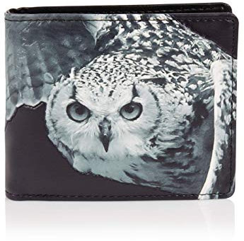 Shagwear Geldbörse Herren Portemonnaie Groß mit Riessverschluss Münzfach 9 Fächer PU Leder Geldbeutel für Männer Brieftasche Wallet Portmonee - Eule