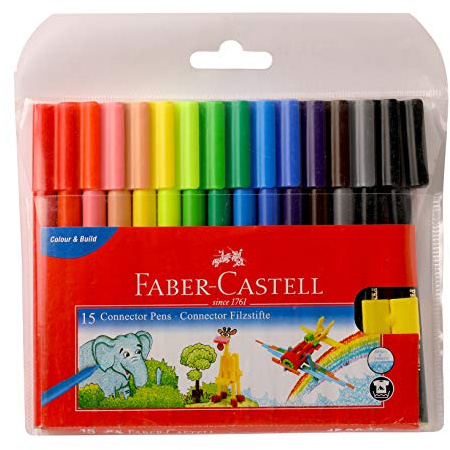 Faber Castell 15 Sketch Pens Clip-On Connector Colour Color Marker Pen Set by Faber-Castell
