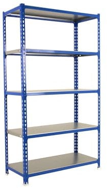 SimonRack Schwerlastregal, Lagerregal, 200x100x50 cm, Metallregal, Kellerregal, Biegestelle 180 kg, 5 Fachböden, Blau/Verzinkt - Simonclick