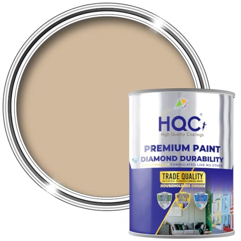 HQC Smooth Masonry Paint - Beige - 5 Litre - Exterior Wall Paint for Render, Pebbledash, Brick, Concrete & Garden Walls - Waterproof & Dirt Resistant - Long-Lasting & Easy to Apply