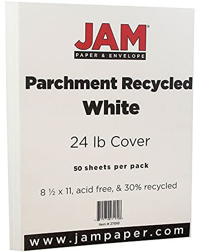 JAM PAPER Parchment Paper - 90 GSM - 215.9 x 279.4 mm - White Recycled - 50 Sheets/Pack