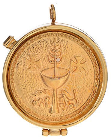 Holyart Hostiendose mit vergoldetem Schild Kelch Durchmesser 53 mm
