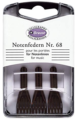 Brause 300068B - Packung mit 3 Notenfedern, zum Ziehen von Notenlinien und Dekorieren von Texten, 1 Pack