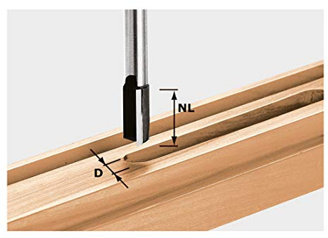 Festool Nutfräser HW S12 D16/45 – Hartmetall-Oberfräser | Schaftdurchmesser 12 mm, Fräsdurchmesser 16 mm, Schneidenlänge 45 mm, Gesamtlänge 90 mm
