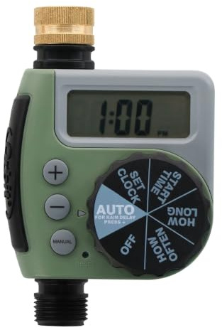 Orbit One Outlet Single-Dial Hose Faucet Timer - Easy Programmable - For Garden Watering System - LCD Hose Timer with Adjustable Watering Schedule - 62056