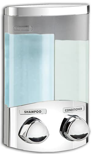 BETEC Seifenspender Euro Duo Chrom - Wandmontage auch platzsparende Eckanbringung möglich 2 x 360ml, Kunststoff mit verchromtem Stahl-Finish