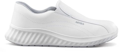 Artra Arica 6207 rutschfeste Slipper, weiße Arbeitsschuhe für MIT Stahlkappe, Lebensmittel, Küche, Klinik, Handwerk S2, SRC (40)