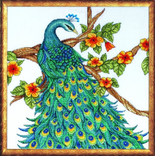 Peacock Counted Cross Stitch Kit-14X14 14 Count