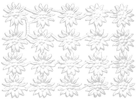 Kunze Blüte Edelweiss, 3 x 3 cm, weiß, 20 Stück auf Blatt, aus geprägtem Papier