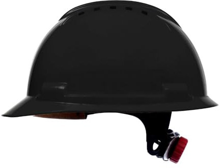 Stenso BBU Bauhelm SP200T Schutzhelm Bauarbeiterhelm - EN 397 Zertifiziert, Leicht & Belüftet, HDPE, 4-Punkt-Befestigung, Kurzes Visier, Schraubenverstellung, 348g, Zubehör-Öffnungen Schwarz x 1