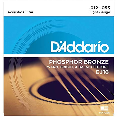 D 'Addario EJ16 X 5 (5 Sets), ACOUS Guit Saiten, Phos/Brnz RND WND, Light (.012-.053).