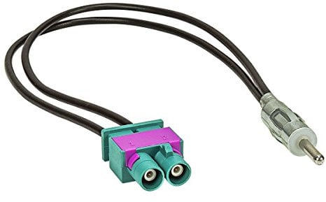 tomzz Audio 1503-015 Adaptateur d'antenne Double Fakra (M) mâle vers DIN (M) mâle 150 Ohm Compatible avec Audi Seat Skoda Fiat Mercedes Peugeot VW