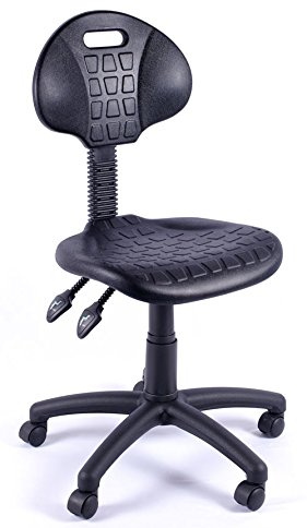 Relax Office Furniture Industrial Chair, Black, Polyurethane, Wipe Clean, Rolling, Cushioned, Suitable for Labs and Factories