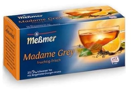Meßmer Madame Grey (aromatisiert) | fruchtig-frisch | 25 Teebeutel | Vegan | Glutenfrei | Laktosefrei