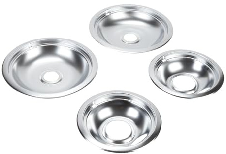Whirlpool W10278125 Round Electric Range Burner Drip Bowls, Chrome