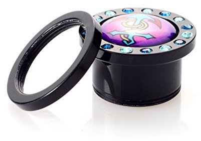 Ohr Flesh Acryl Tunnel Piercing Screw On Anker Motiv Mit Bunten Kristallen- 12mm