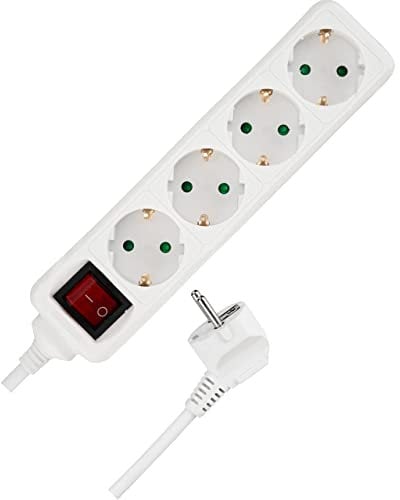 REV Steckdosenleiste - Mehrfachsteckdosenleiste, 4-Fach, 1,4m, 3500W, weiß