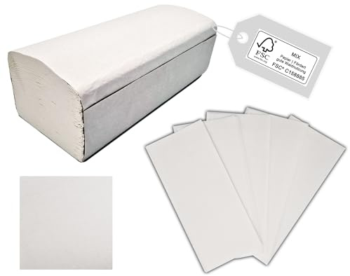 TIGA-MED Falthandtücher V-Falz 2-lagig | 25 x 23 cm | FSC®-zertifiziert | Saugstark & reißfest | Hygienische Papierhandtücher für Spender (6400, 40 Pack)
