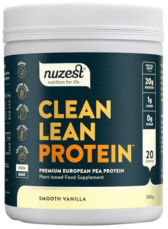 Nuzest - Erbsenproteinpulver - Clean Lean Protein - Vanille - Veganer Proteinshake - Pflanzenbasiert, Kalorienarm & Kohlenhydratarm - Laktosefrei - Glutenfrei - Milchfrei - 500g (20 Portionen)