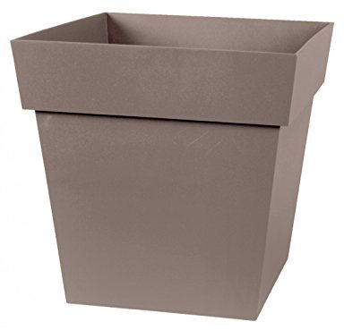 EDA - Pot de Fleur Carré Toscane 32 cm - Volume 22 L - 32 x 32 x 32 cm - Taupe