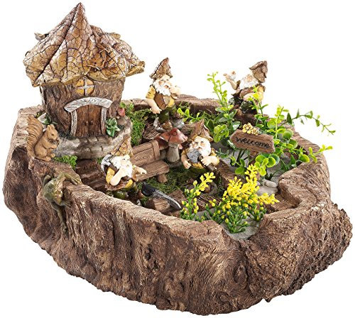 Royal Gardineer Gartenzwerg Haus: Handgefertigter Blatthaus-Zwergengarten, wasserfest (Außendeko, Mini-Garten-Dekos, Zimmerbrunnen)