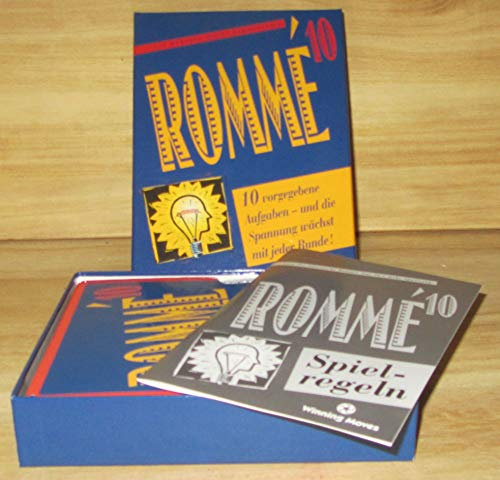 Romme 10 (Kartenspiel): 10 vorgegebene Aufgaben - und die Spannung wächst mit jeder Runde. Für 2-6 Spieler. Spieldauer: ca. 45 Min.