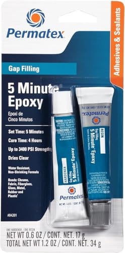 Permatex 84201 PermaPoxy 5 Minute General Purpose Epoxy, Two 0.6 oz. Tubes