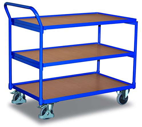 Tischwagen mit 3 Ladeflächen Traglast (kg): 250 Ladefläche: 985 x 590 mm RAL 5010 Enzianblau