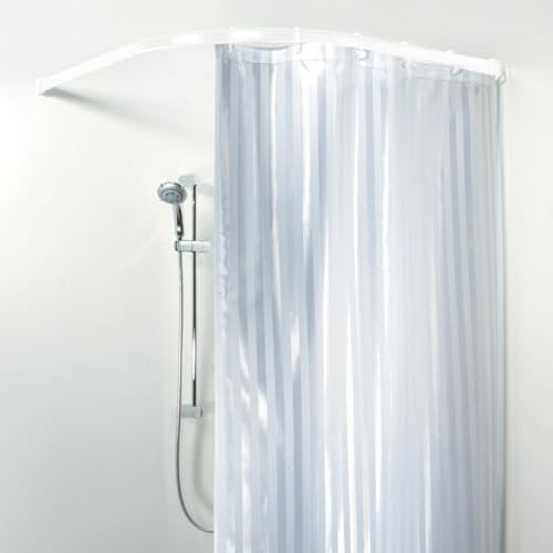Spirella Teleskopstange Rondo | Duschvorhangstange | verstellbar, sicherer Halt zum Schrauben| als Duschstange, Kleiderstange | Weiß 90 x 90 cm, Radius 45, One Size