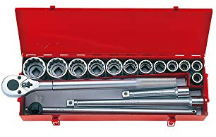 KING TONY 6016MR Coffret de Douilles Métriques avec Accessoires, Set de 16, 3/4