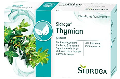 Sidroga Thymian – Pflanzlicher Arzneitee bei Bronchitis - schleimlösend & entzündungshemmend - für Kinder & Erwachsene - 20 Teebeutel à 1,6 g
