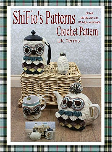 crochet pattern - CP249 - owl covers for Cafetiere, Mug,Teacosy, Egg cosy - UK Terminology