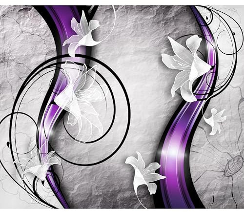 murando - Vlies Fototapete Blumen Lilien 350x256cm Foto tapete Wohnzimmer Vliestapete XXL Wandtapete Motivtapeten 3d Effekt Wand Dekoration - Betonoptik Abstrakt Ornament violett a-A-0037-a-c
