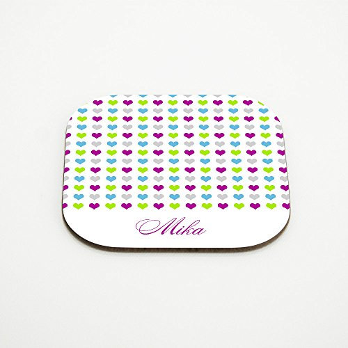Untersetzer mit Namen Mika und schönem Herz-Motiv