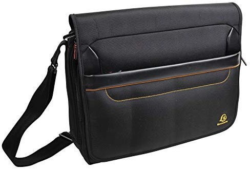 Exacompta 17234E Premium Laptop-Umhängetasche Exactive mit vielen Innentaschen wasserabweisend, passend für Laptops und Notebooks bis zu 14 ideal für Schule, Uni und Arbeit, schwarz