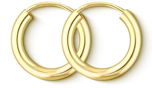 EDELIND Creolen Gold 585 Echtgold 15 mm - kleine Ohrringe 2.5 mm breit - für Damen, Kinder, Herren - mit edler Geschenkbox