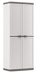 Keter Armadio Jolly Portascope, 3 Ripiani Regolabili, Bianco/Grigio, 68x39x166H cm