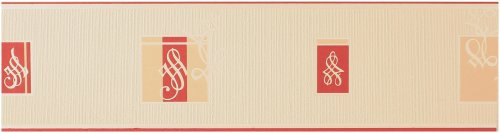 100395 Livingwalls 541932 Bordüre Textil Streifen Rot Beige Creme