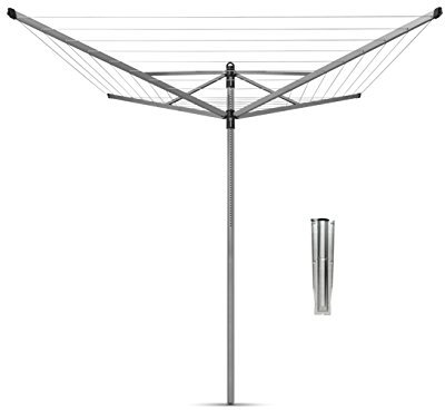 Brabantia - Lift-O-Matic drehbaren Wäschespinne - Reibungsloses Drehungen - UV-beständige Wäscheleine, 40 m - Kein Durchhängen - Auch für Kleiderbügel - Metallic Grey, 40m