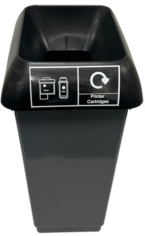 50 Litre Recycling Waste Bin With Lid & Logo Sticker Included (Black Lid & Printer Cartridge Logo)