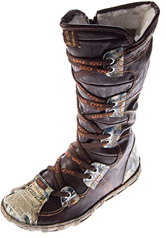 TMA Leder Damen Stiefel 2018 N Schuhe gefüttert Winter Lederstiefel Braun Gr. 40