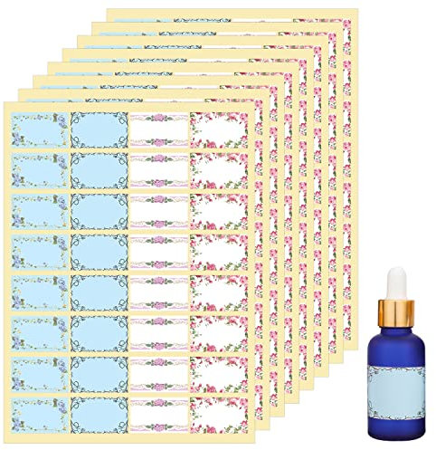 Wisdompro Flower Label Stickers, 256 Pcs Self Adhesive Gift Tag Stickers, Pretty Sticky Labels for Essential Oil Bottles, Spice/Jam Jars, Food Containers - Small