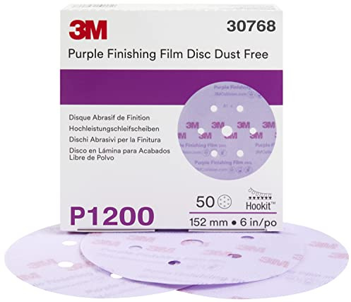 3M Schleif-/Polierscheibe Hookit 30768 260L, ca. 15 cm, Körnung P1200, 50 Stück im Karton, violett