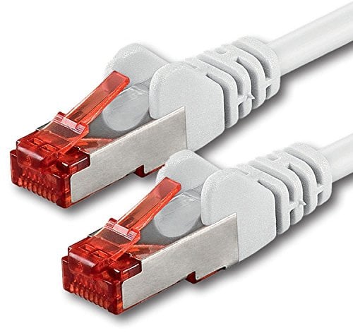 1aTTack.de Cat6 SFTP Cavo di rete 1x 3m RJ45 LAN Ethernet bianco | Cat6 S/FTP PIMF, doppia schermatura, 250 MHz, senza alogeni, fino a 1 Gbit/s; RJ45 per router, switch, modem, PC e pannello