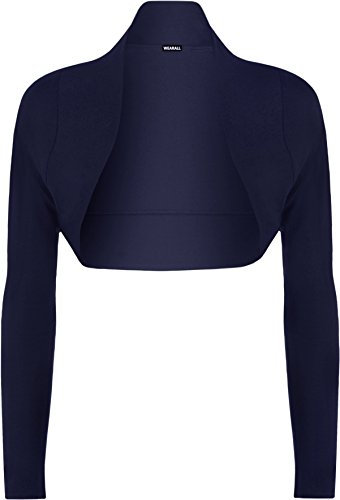 WearAll Ladies Long Sleeve Shrug Womens Bolero Cardigan Top - Blue - 8/10