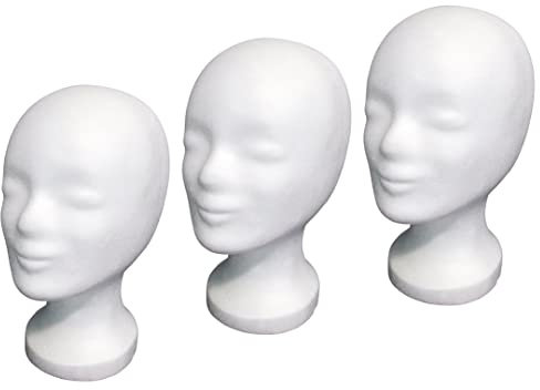 3 x FP Styroporkopf Standard ML - Marken-Qualität aus deutscher Herstellung - von deutschem Friseurbedarf-Fachhändler! (weiss)