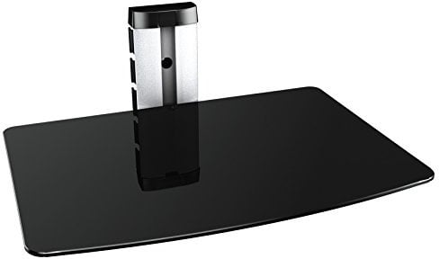 RICOO HiFi Rack Regal Glas Phonoschrank Wandregal mit Kabelkanal DVD-S1 Wandhalterung mit Glasablage für Blu-ray DVD Player Beamer Audio Rack Phonomöbel