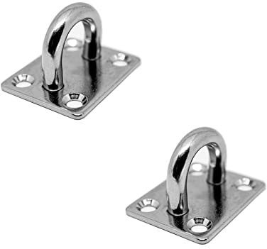 PRIOstahl Augplatten Zurröse Deckenöse Decksplatte Platte Mastplatte - 35 x 40 mm x 2 Stück Wandöse Decksplatte Schwerlast Ankerplatte Mastplatte Öse Sonnensegel Boxsack Seilzug aus Edelstahl V2A